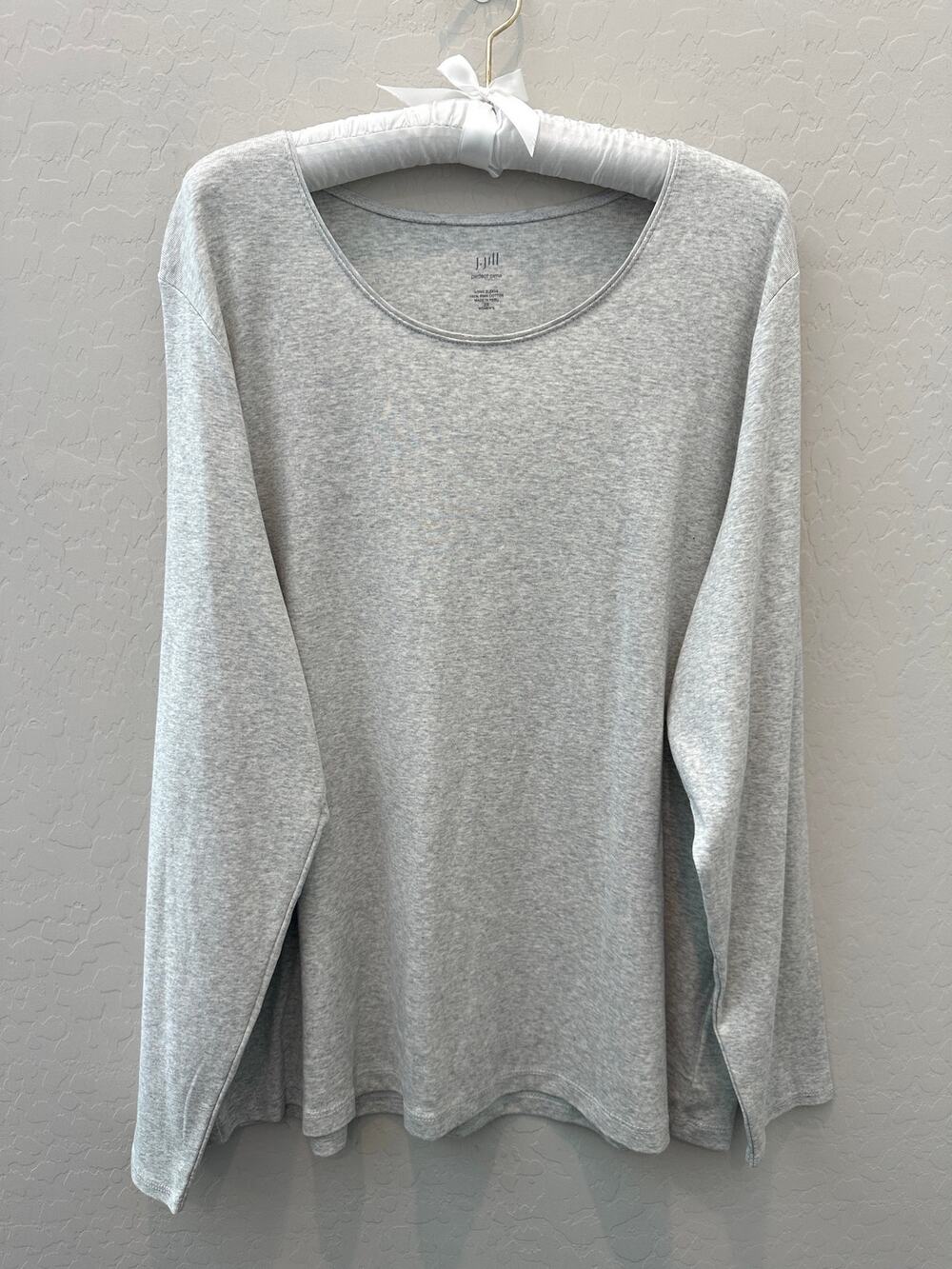 J.JILL Perfect Pima Cotton Gray Long Sleeve Tee Soft Basic NWT Plus Size 2X